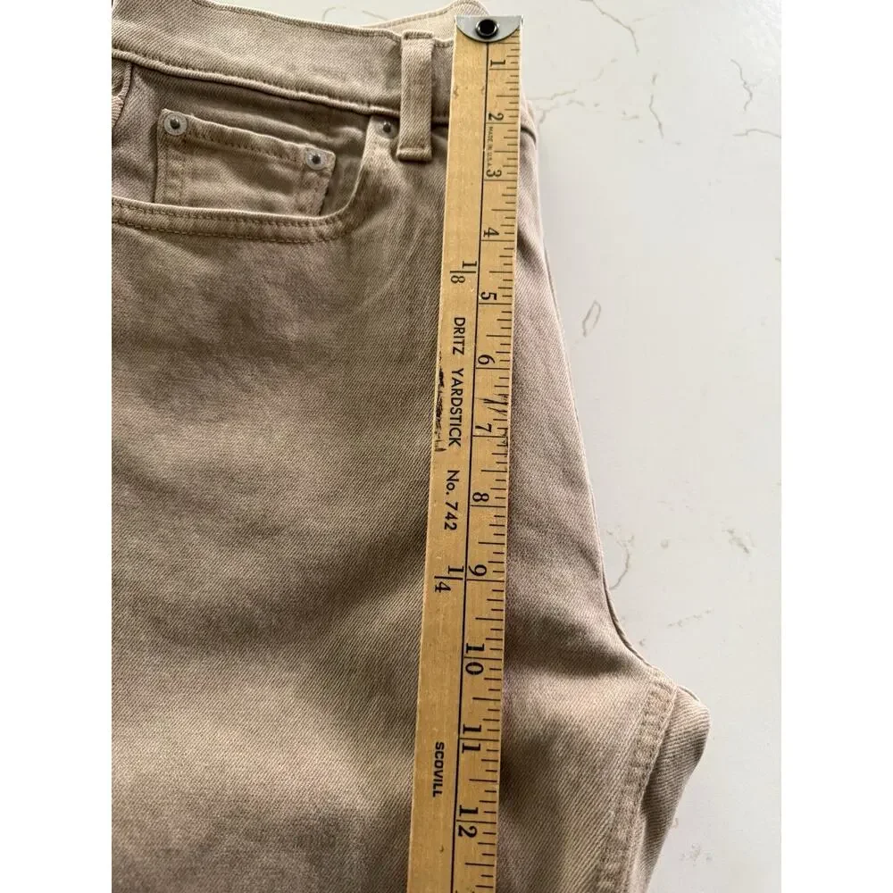 GAP Cheeky Straight High Rise 28 6P Pants Khaki Womans Denim Brown Raw Hem